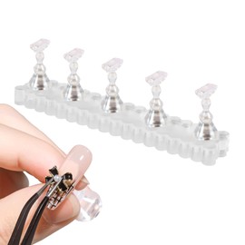 Annhua 5pcs Nail Tip Stand Magnetic Wave Pattern Nail Stand Nail Practice Nail Art Stand Nail Tip Display Nail Supplies Nail Practice Stand Nail Tip Base Hand Nail Exercise Pedestal Clear Aurora