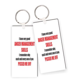 Island Gifting - I Have Good Anger Management Skills Keychains and Keyring with Nickel Split Ring, Funny Sarcastic Masonite Gift with Mood Humor(x12)