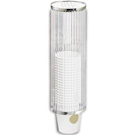 Cup Dispenser, Paper Cup Holder, Compact, Bathroom, Side to Water Server, Wall Surface, Paper Cup Dispenser, Stylish Floating Cup Holder, Cup Holder (Clear/Silver Border)