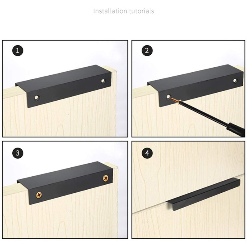 MOVKZACV Black Drawer Pulls, Finger Edge Pull Concealed Handle,Modern Style