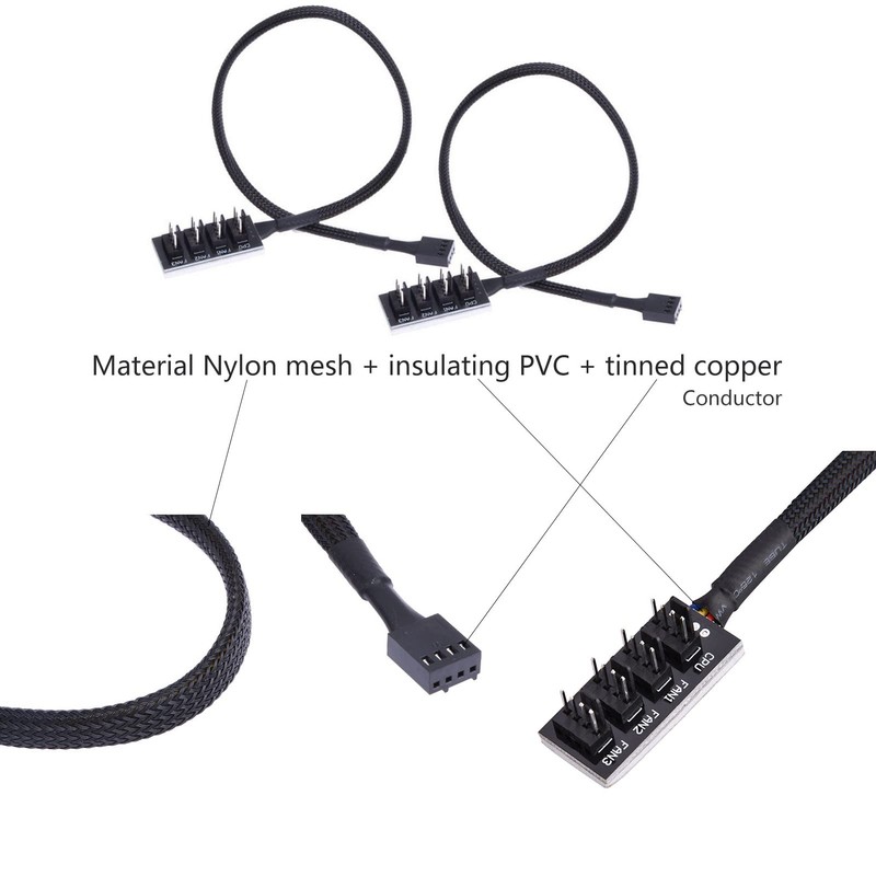 Diyeeni 4-Pin Power Cable, PWM 4-Pin Fan Connector Compatible with
