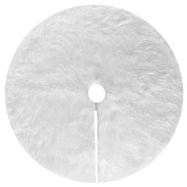 Amidaky Christmas Tree Plush Skirt 30 inch Snow White Faux Fur Christmas Tree Skirt Ornaments Xmas Tree Skirts for Christmas Thanksgiving Holiday Decoration New Year Party Supply(78cm)