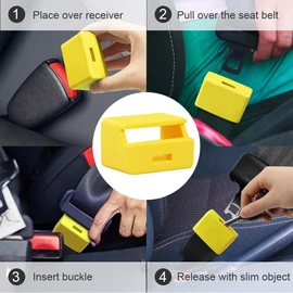 Morlike Silicone Seatbelt Secure Buckle Safety Cover Lock | Keep Children Safe in Car Seat and Prevent Kids from Accidentally Unbuckling | Buckle Guard Fits Almost Vehicles(Yellow, 2 Pack)