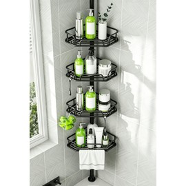 DAOYA Shower Caddy Tension Pole Shower Organizer Tension Rod with Towel Bar
