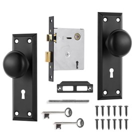 DECEBALUS Mortise Keyed Lock Set with Glassic Knob for Interior Door Perfect for Replacing Antique Lock Sets and More Fits Door Thickness from 1-3/8" to 1-3/4" (1)