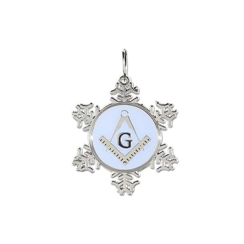 Square & Compass Snowflake Masonic Ornament - [Silver & Blue][2