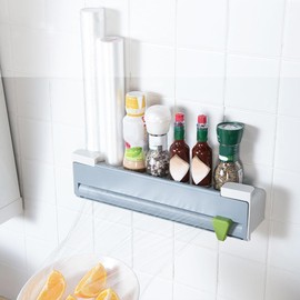 Aluminium Foil Dispenser Wrap Dispenser with Cutter Natural Bamboo Food Grade Pantry Organisation and Storage Easy to Use Durable Foil Dispenser for the Kitchen (Two Grids)