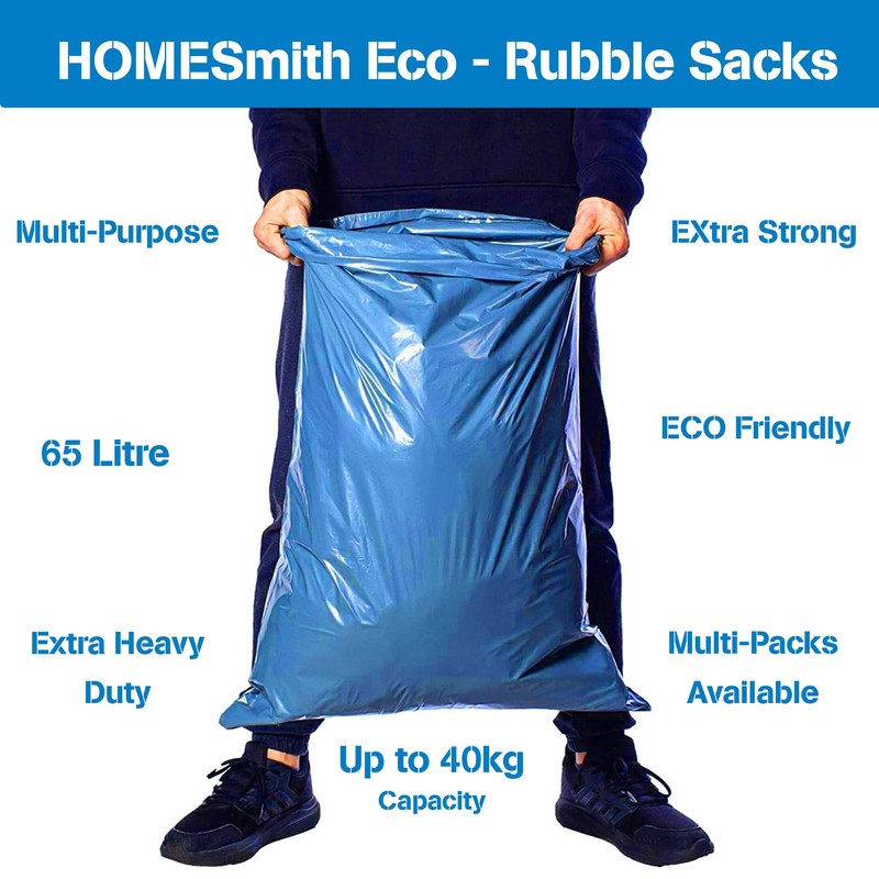HOMESmith HSBB-005 Heavy Duty Extra Strong Rubble Sacks BB2154221, Blue