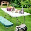 FORUP 6ft Table, Folding Utility Table, Fold-in-Half Portable Plastic Picnic
