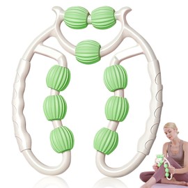 shallyong Massage Roller Legs, Cellulite Massager, Massage Roller, Cellulite Roller, Massage Roller with Handle for Leg, Foot, Arm Massage (White + Green)