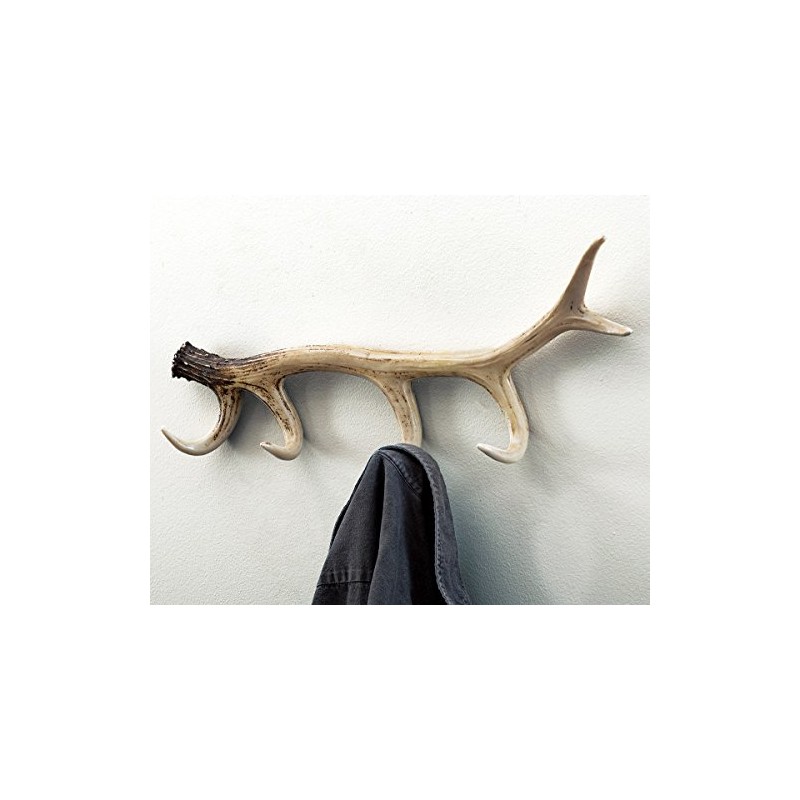 Black Forest Décor Antler Coat Rack – Rustic Wall-Mounted Polyresin