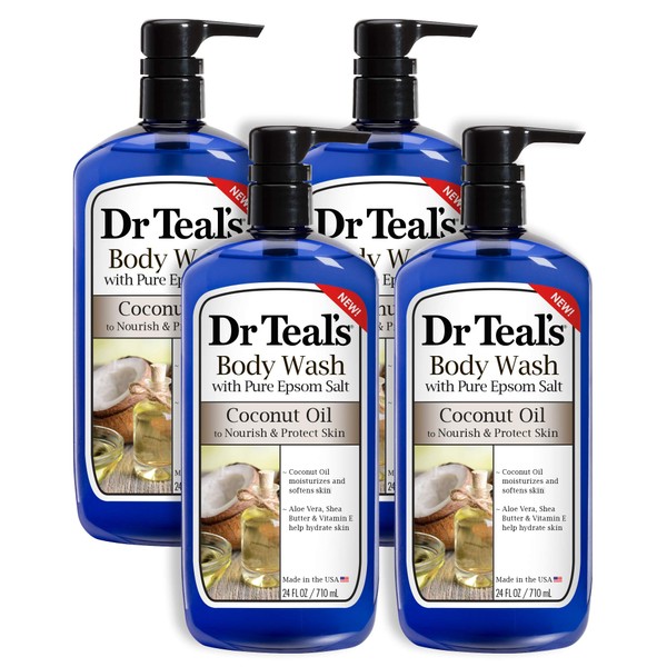 Dr Teal's Body Wash 4-Pack (96 Fl Oz Total) Coconut Oil