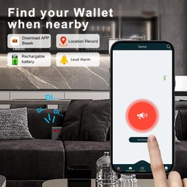 Mens Wallet Tracker Work for Anroid & iOS Device, Smart Wallet for Men WIth Tracker (Android & iOS, Carbon Black & Black)