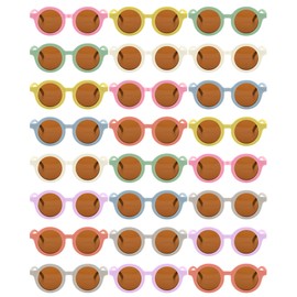 Flutesan 24 Pairs Kid Round Sunglasses Cute Retro Circle Sunglasses for Kids Girls Toddler Baby Boy Outdoor UV, Age 3 to 10(Fresh Colors)