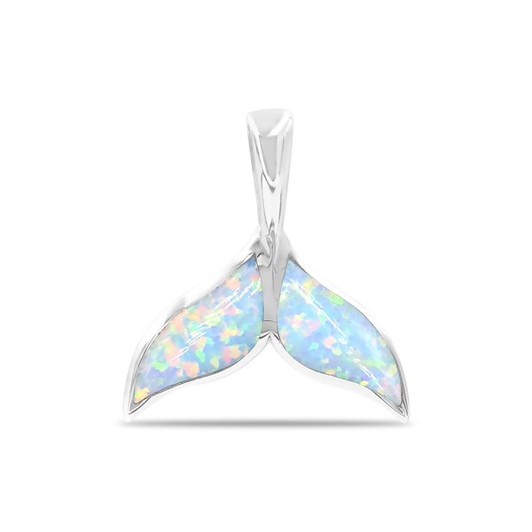 Starborn Cultured Opal Whale Tail Pendant in Sterling Silver -