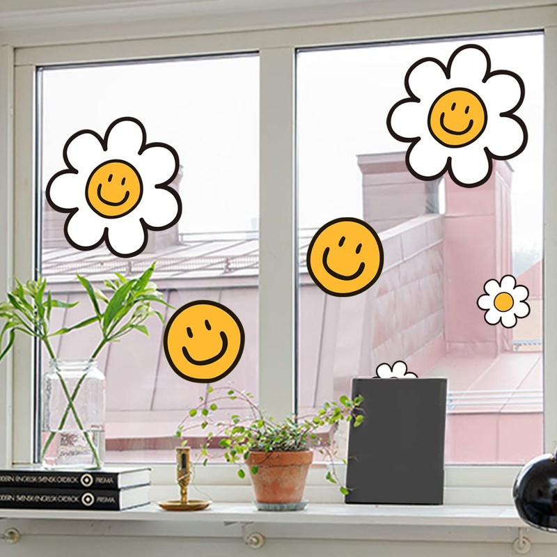 Fujioya Flower Daisy Glass Seal, Gerbera, Static Cling