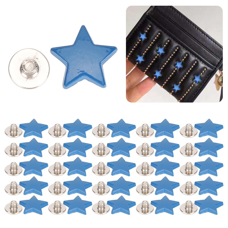 50 Sets Star Shape Rivet Screw Anti‑Rust Clothes Decoration Accessories