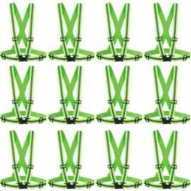 Flotory 12 Pcs Reflective Safety Vests Adjustable Reflective Straps Gear Visibility Reflective Running Vests for Night Cycling Walking Traffic Control
