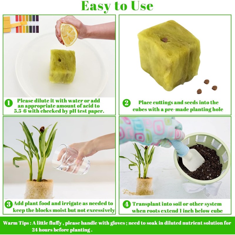 DIELOVEHUA Pack of 28 Rockwool Cubes, 2.5 x 2.5 x