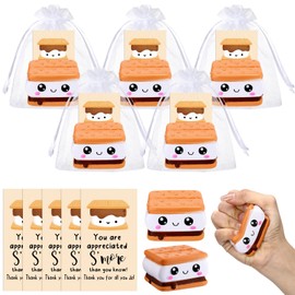 Gemscream Inspirational Stress Smore Balls for Employee Realistic Food Relief Toys with Thank You Cards with Organza Bags Appreciation Gifts Bulk for Cna Week Volunteer Students Teacher Nurse(10 Sets)