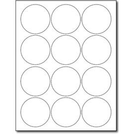 Circular Glossy Labels - White Adhesive Stickers Printable with Inkjet/Laser Printers (2.5" Round)