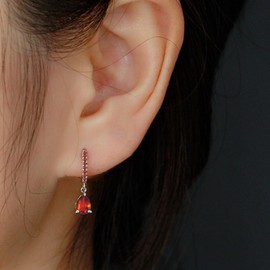 MASOP Earrings 925 Silver Hanging Women's Hoop Earrings with Pendant Zirconia Water Drop Bridal Earrings Jewellery Gifts for Weddings Birthday with Gift Box for Girlfriend Women Girls Silver/Gold,