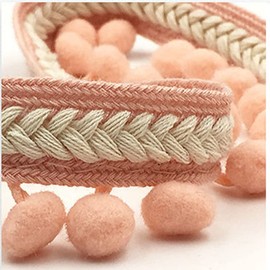 SHTGOI Pompom Trim 5 Yards 12 mm Pompom Border for Sewing Pom Poms Fringe Trim Pompoms Tassel Lace Bobble Ribbon for DIY Crafts Costumes Clothing Curtain Sewing Decoration Vanilla Green