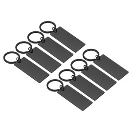 PATIKIL 8Pcs Metal Stamping Blanks, Metal Keychain Blanks Rectangle Stamping Tags Blanks Stainless Steel DIY Name Tag for Laser Engraving, Black