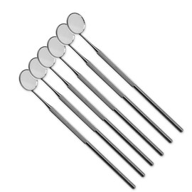 6 Pcs Dental Mouth Mirror #5 for Professional Teeth Cleaning, Mouth Examination Dentist Tool Fine Replaceable Mirror Head - Made of Stainless Steel for Oral Care with Knurled Handle
