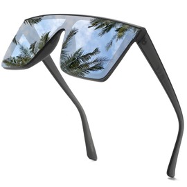 Dollger Square Oversized Sunglasses for Women Men Flat Top Big Frame Fashion Glasses UV Protection(Gray)