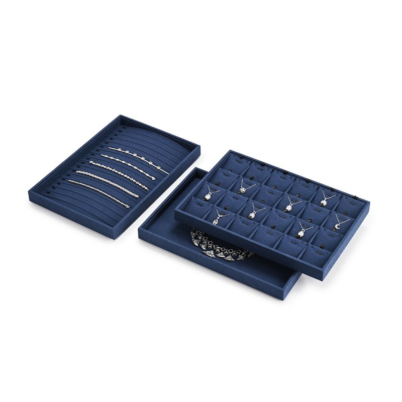 Oirlv Blue Microfibre Jewellery Trays 12 Grids Earrings Bracelets Display
