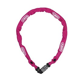 ABUS Kettenschloss 1200 Web – Zahlenschloss mit 3-stelliger Kombination – Kette aus gehärtetem Stahl – Leichtes Fahrradschloss mit Farbauswahl – Fahrradzubehör – 60 cm – Pink