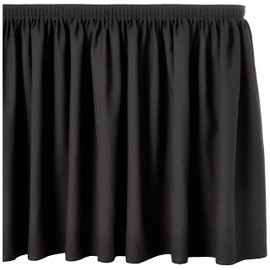 LA Linen Polyester Poplin Table Skirt for Rectangle Tables, Pleat Fabric for Wedding Banquet Trade Show, 17-Foot by 29-Inch Long with 10 L-Clips, Black