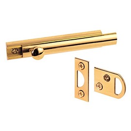 Prime-Line MP9205 Surface Bolt, 4 In., Solid Brass Construction, Polished Brass Finish (Single Pack)
