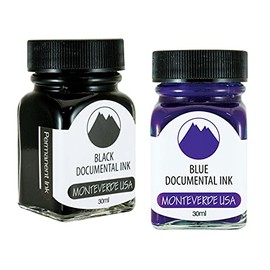 Monteverde 60ml Core Fountain Pen Ink Bottle (30ml Black Documental Ink Bottle G309DB, 30ml Blue Documental Ink Bottle G309DU)