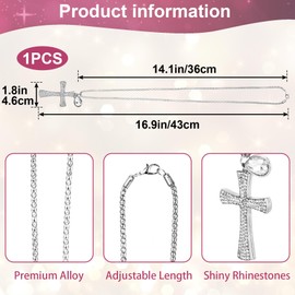 PAGOW PAGOW Bling Car Accessories for Women, Double-Sided Cross Car Decor, Crystal Diamond Metal Cross Pendant, Cute Vehicle Interior Decor Accessories Silver