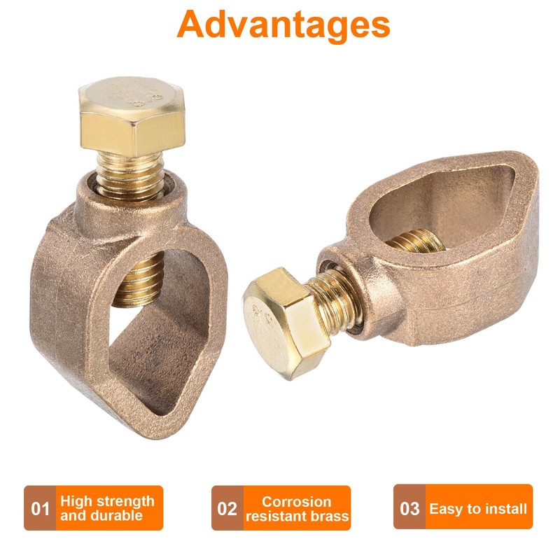 sourcing map Ground Rod Clamp Grounding Clamps 1/2" Wire Connector