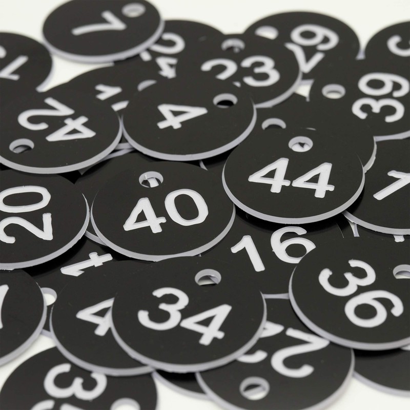 Black Plastic Engraved Number Plates without Key Rings 1-100