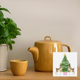 ATBWGT Chinoiserie Pink Christmas Tree Reindeer Wooden Box Sign, Reindeer Christmas Decoration gifts, Grandmillennial Xmas Tree Wood Block Plaque Signs for Home Office Desk Table Shelf Decor, 5x5 Inch