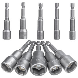 Bestgle Hex Shaft Socket Bits 2.6 inches (65 mm) Socket Adapter, 10 Rotary Manual Electric Type, Socket Wrench, Insertion Angle, 0.25 inches (6.35 mm), Impact Driver, Socket Hexagonal Shank, Socket Adapter, For Electric Drills, Impact Bit With Magnets, 0.25 inches (6 mm, 7 mm, 8 mm, 9 mm, 10 mm, 10 mm, 10 mm, 12 mm, 12 mm, 13 mm, 14 mm, 14 mm, 15 mm, 15 mm