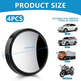 NoBrand 4 Pack Blind Spot Car Mirror 2 Inch Angle Adjustable HD Glass Round Side Rear