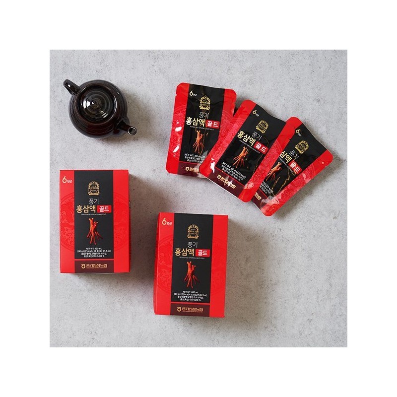 Hwangbongjeong 풍기인삼농협 황풍정 풍기홍삼액골드 80ml x 60포/ 쇼핑백 포함 Fongsix