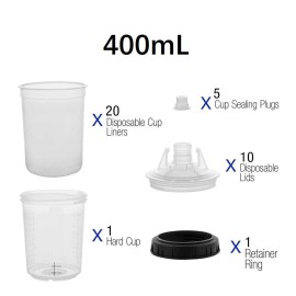 Unbranded 1 Set 400ml Disposable Paint Spray Gun Cup Liner & Lid System Auto Supplies