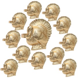 Juego de 12 servilleteros de pavo de oro para cenas, bodas, recepciones, reuniones familiares o uso diario. Establece tu estilo con accesorios de decoración de mesa de uso diario