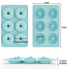 PRVCFZ 4 PCS Donut Mould, Doughnut Mould, Non-Stick 6 Cavity Molds Doughnut Tray Donut Pan, Silicon Doughnut Mould Large Non-Stick 6 Cavity Molds Doughnut Tray,（ Blue, Pink, Green, Purple）