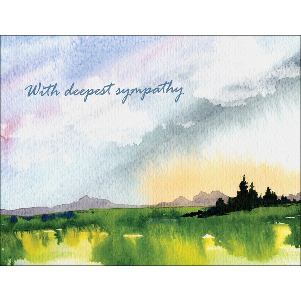 Sympathy Cards - With Deepest Sympathy Distant Rain - Blank Condolence Cards Set of 12 Cards and Envelopes