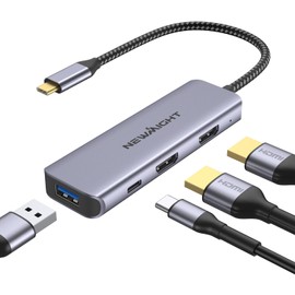 USB C HDMI Expansion 2 Screens, 4 in 1 Adapter, Divider, Supports Extended Mode, Connects 2 Monitors to a PC, 4K HDMI*2, High Speed USB Data Transmission, USB-C 100W Charging, MacBook Pro/Air