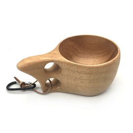 Nordic Style Handmade Finnish Kuksa Ancient Lapland Finland Style Wooden Cup (Classic-2 Holes)
