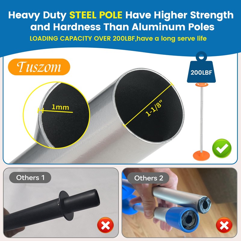 Tuszom 2 Pack Boat Cover Support Pole, Adjustable Steel Support