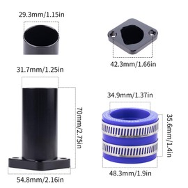 CIOM Universal Intake Pipe Manifold (BLACK) and Motorcycle Carburetor Intake Manifold Interface Inlet Pipe（BLUE 35mm） for PWK24 Carburetor Coleman BT200X CT200U-ex Predator 196cc 212cc 6.5hp GX200…
